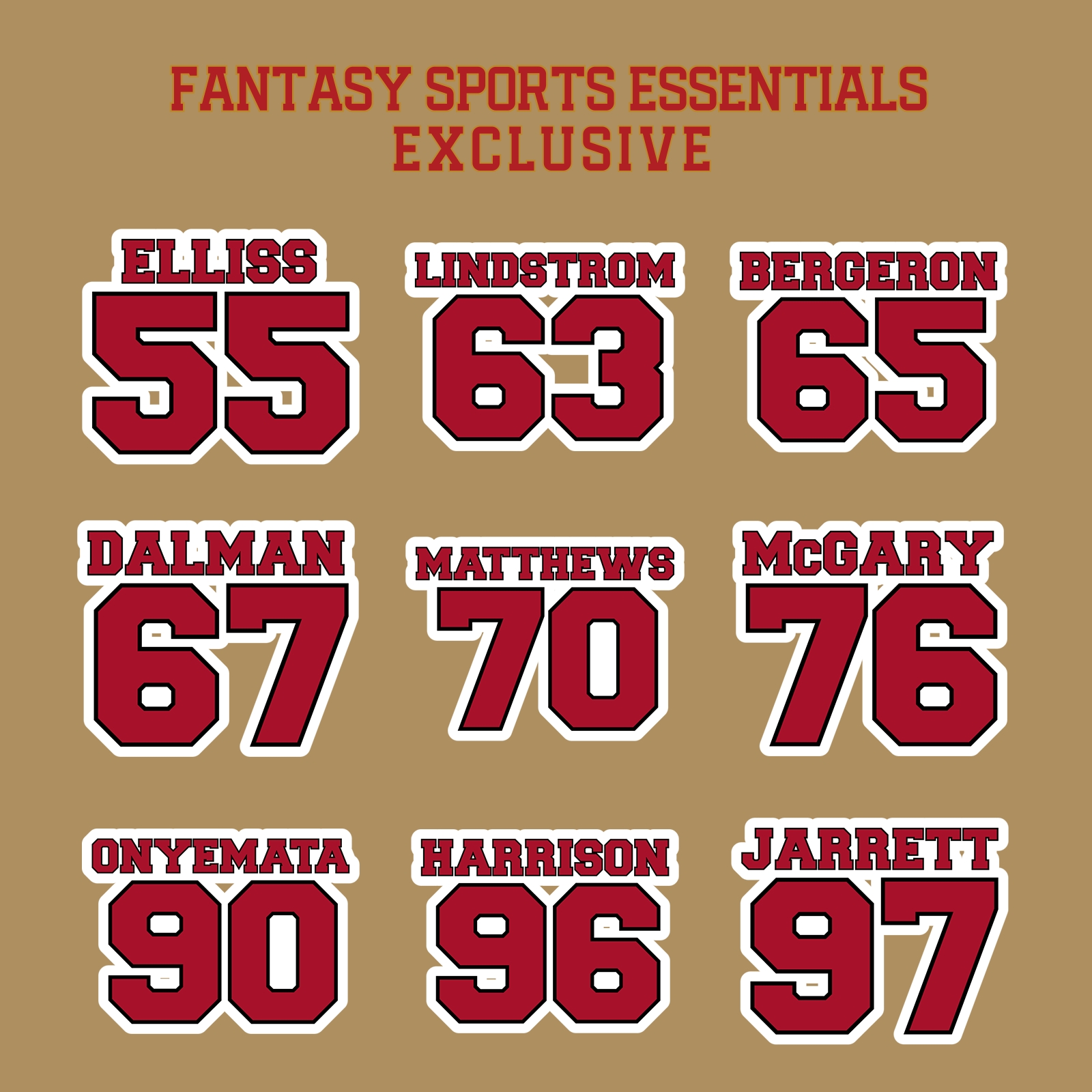 Fantasy Sports Essentials Exclusive Atlanta Falcons 2024 Name and Number Glossy Stickers Page 3