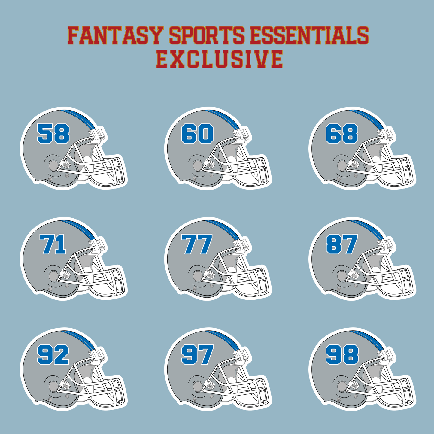 Fantasy Sports Essentials Exclusive Detrot Lions 2024 Helmet Matte Stickers Page 3