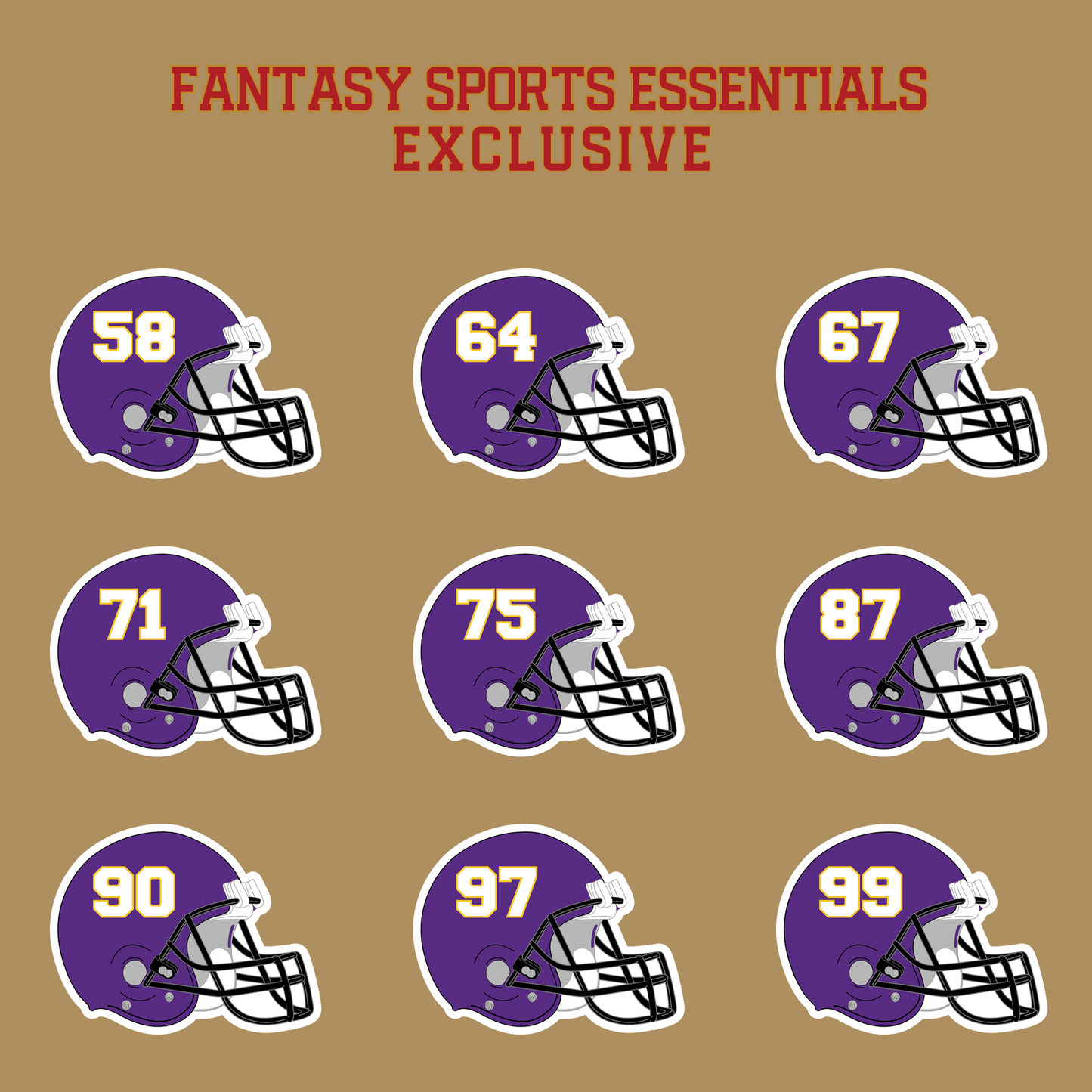 Fantasy Sports Essentials Exclusive Minnesota Vikings 2024 Helmet Glossy Stickers Page 3