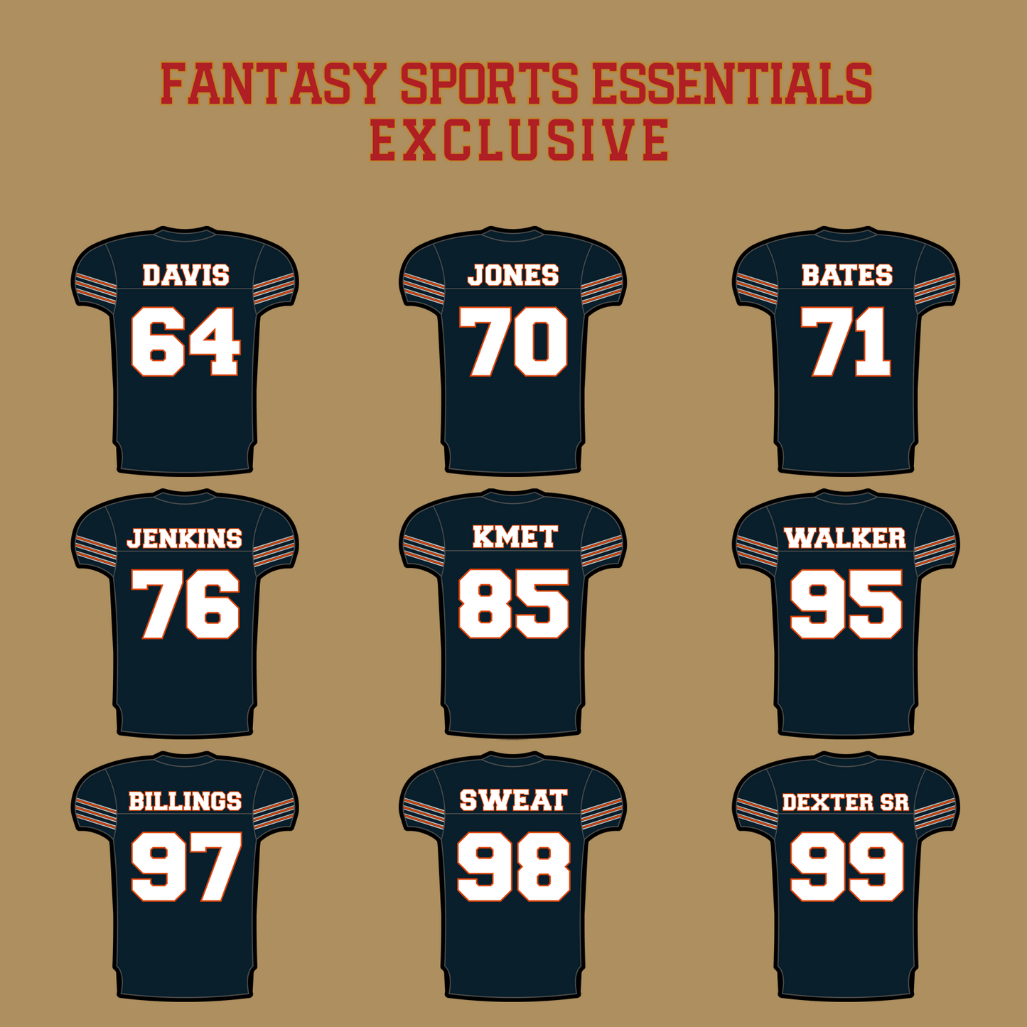 Fantasy Sports Essentials Exclusive Chicago Bears 2024 Home Jersey Glossy Stickers Page 3