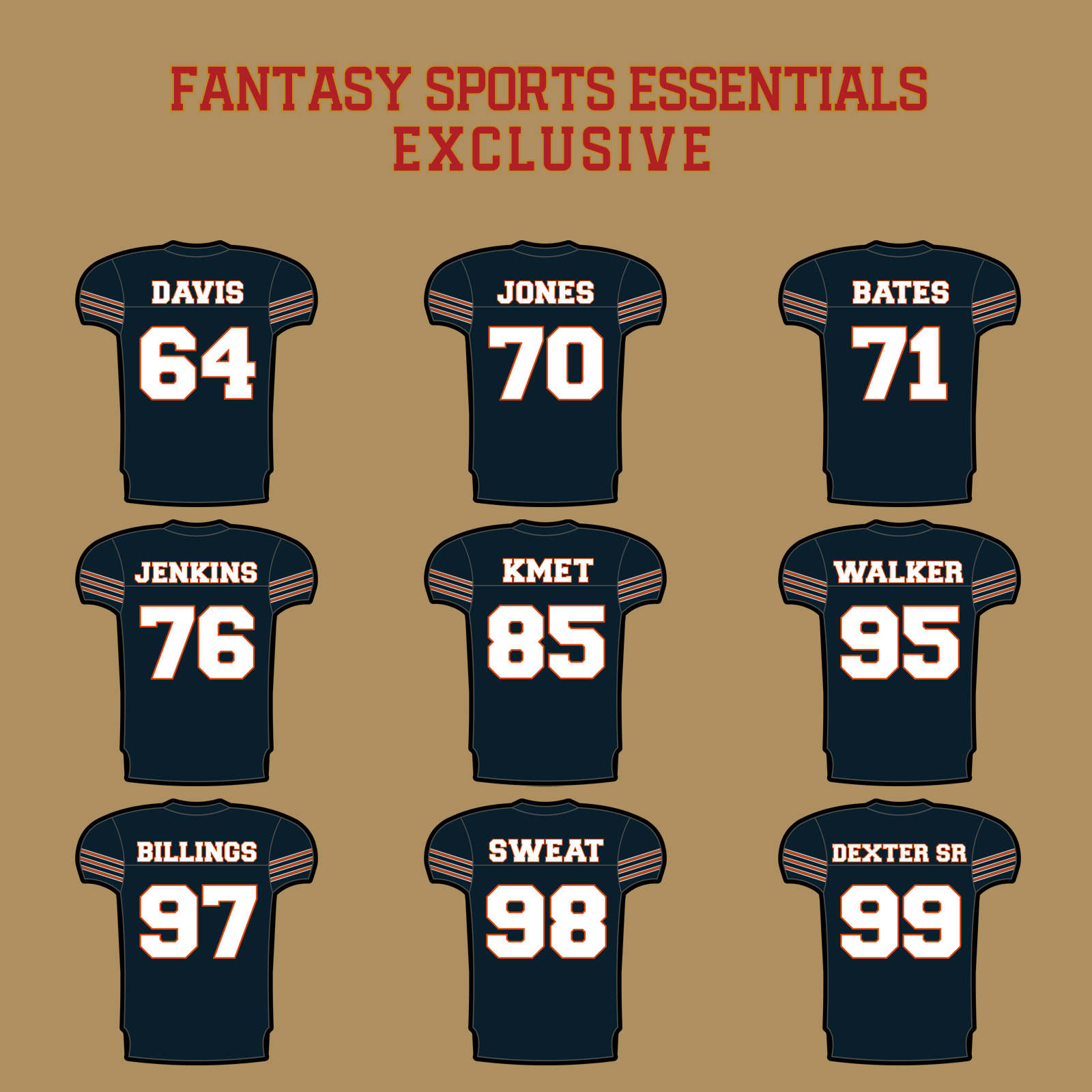 Fantasy Sports Essentials Exclusive Chicago Bears 2024 Home Jersey Glossy Stickers Page 3