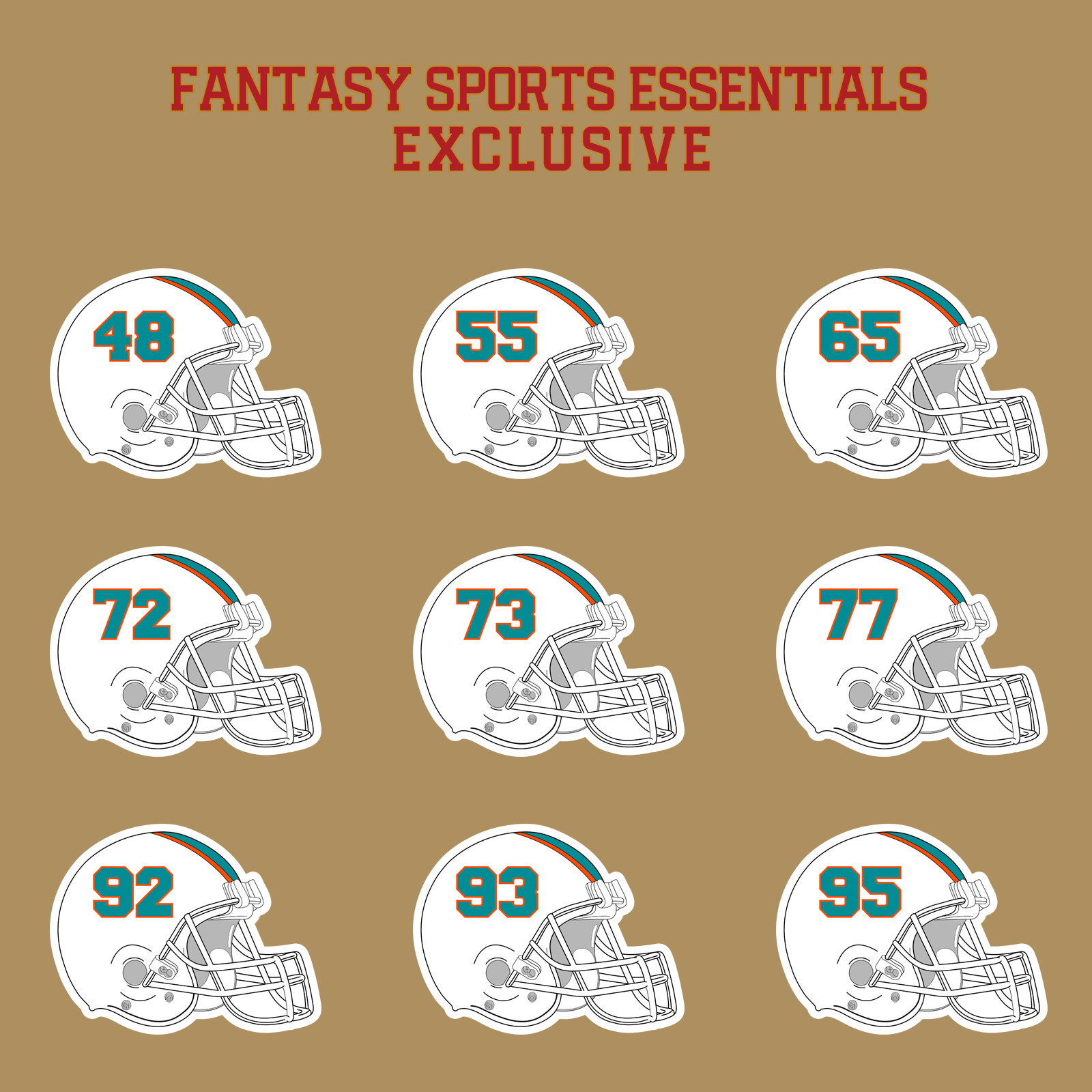 Fantasy Sports Essentials Exclusive Miami Dolphins 2024 Helmet Glossy Stickers Page 3