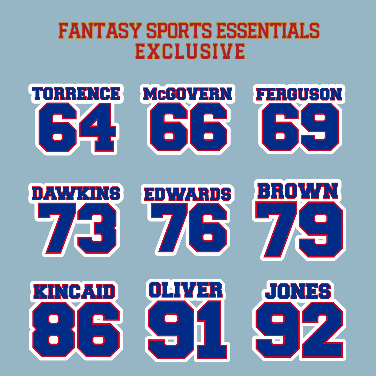 Fantasy Sports Essentials Exclusive Buffalo Bills 2024 Name and Number Matte Stickers Page 3