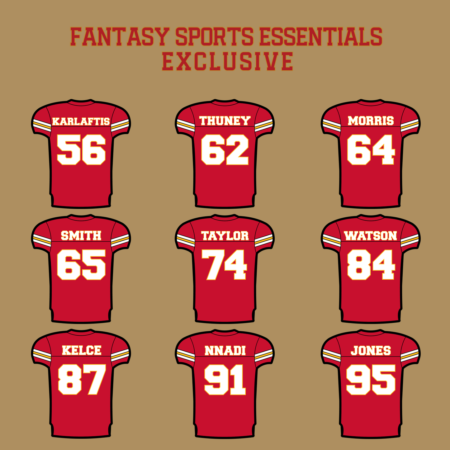 Fantasy Sports Essentials Exclusive Kansas City Chiefs 2024 Home Jersey Glossy Stickers Page 3