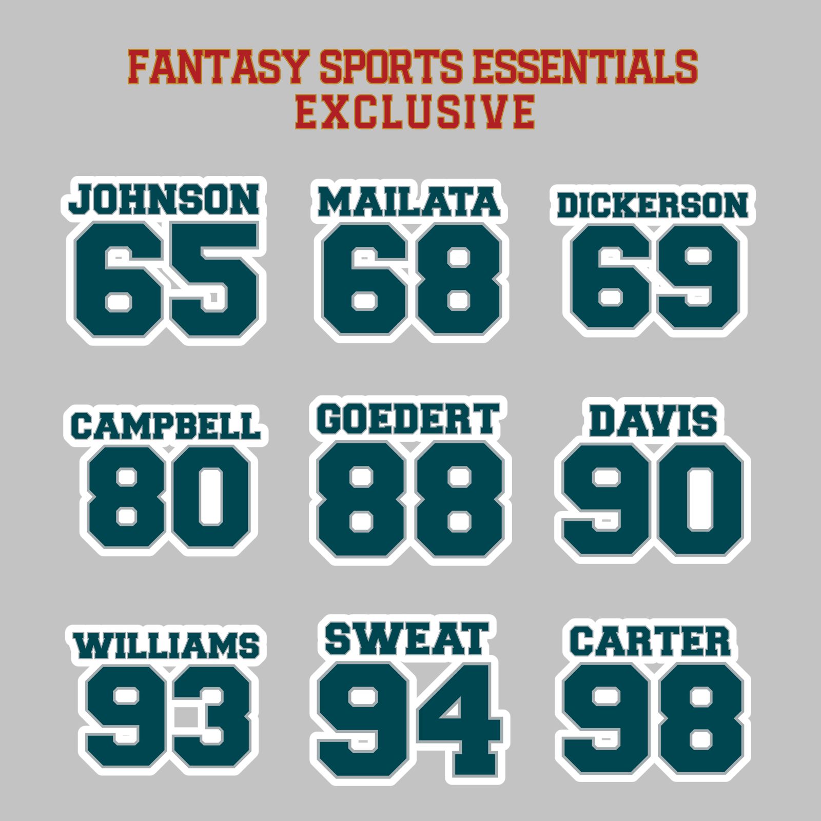 Fantasy Sports Essentials Exclusive Philadelphia Eagles 2024 Name and Number Magnets Page 3