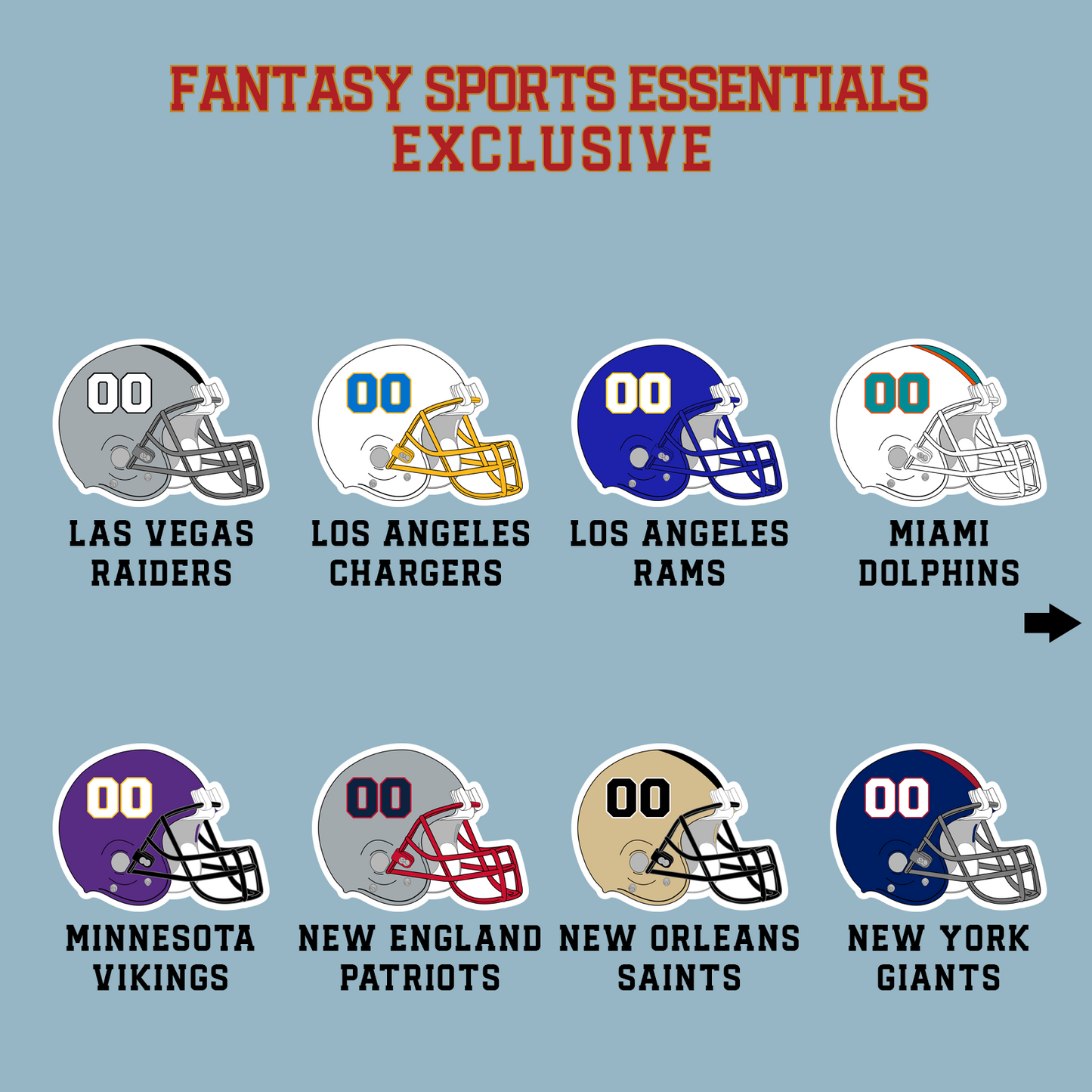 Fantasy Sports Essentials Exclusive Custom 2024 Pro Football Helmet Matte Stickers Page 3