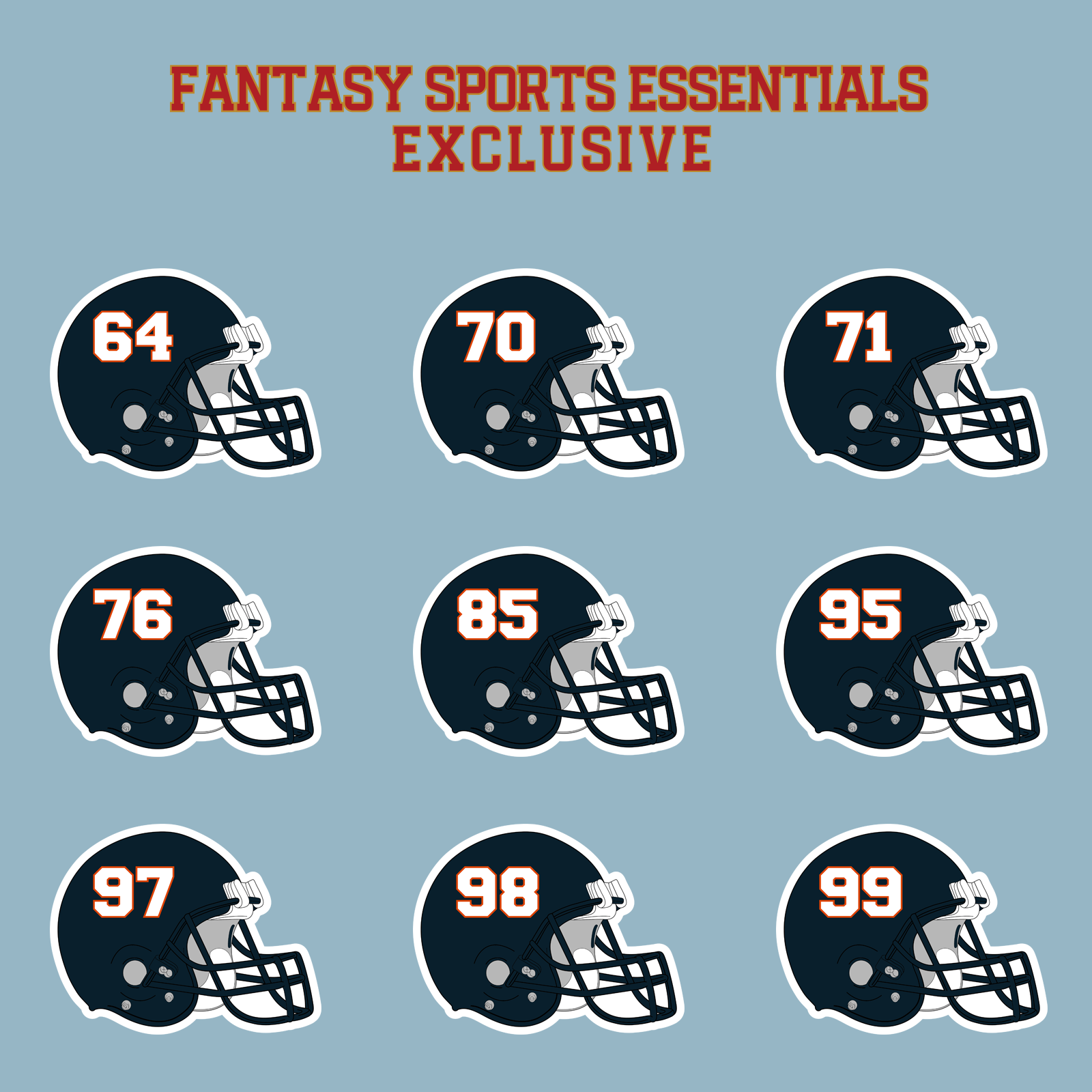 Fantasy Sports Essentials Exclusive Chicago Bears 2024 Helmet Matte Stickers Page 3