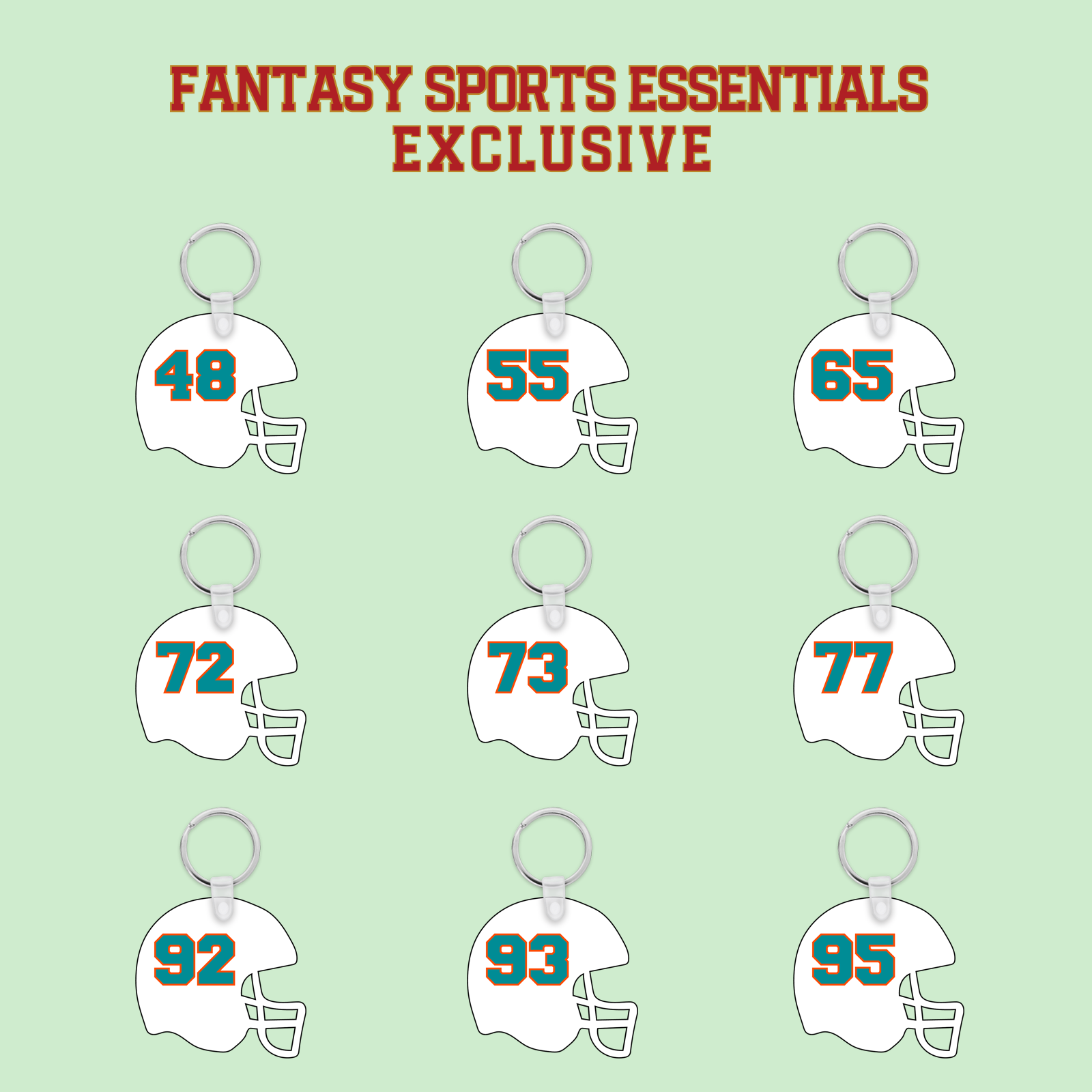 Fantasy Sports Essentials Exclusive Miami Dolphins 2024 Helmet Keychains Page 3