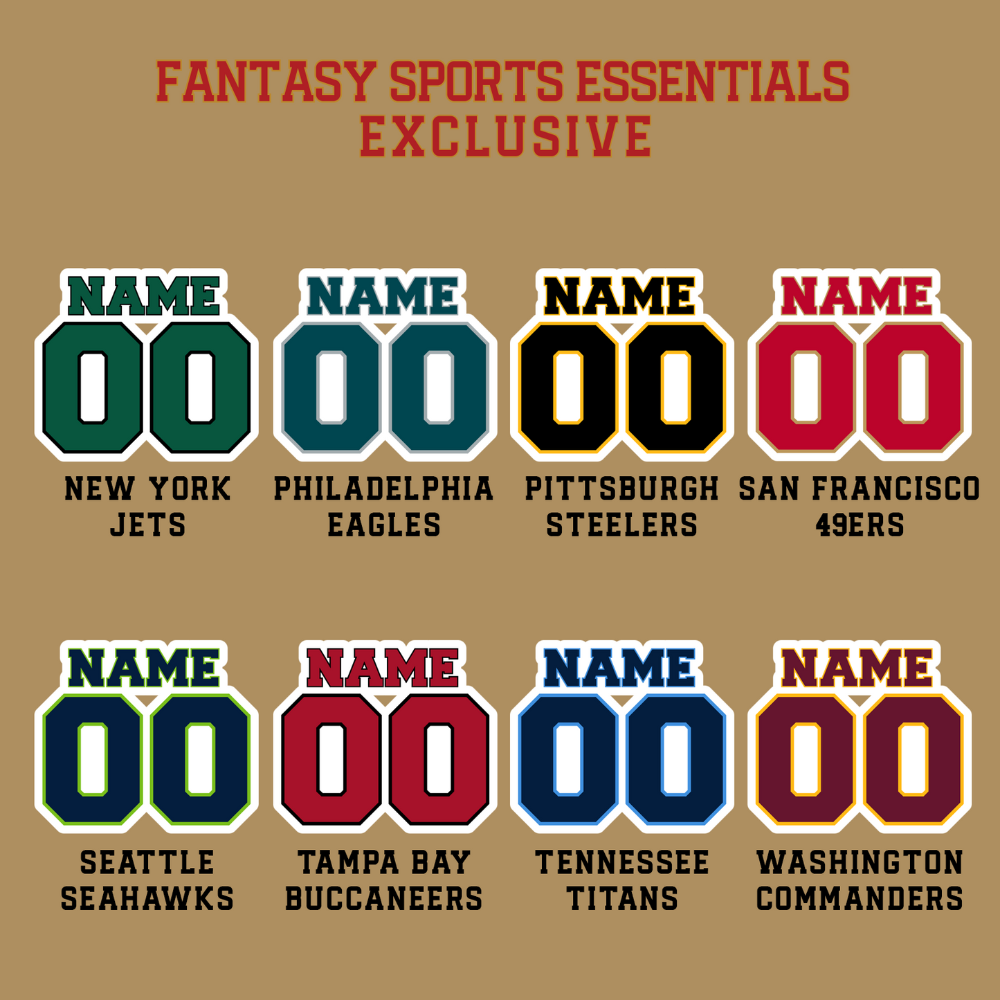 Fantasy Sports Essentials Exclusive Custom 2024 Pro Football Name and Number Glossy Stickers Page 4