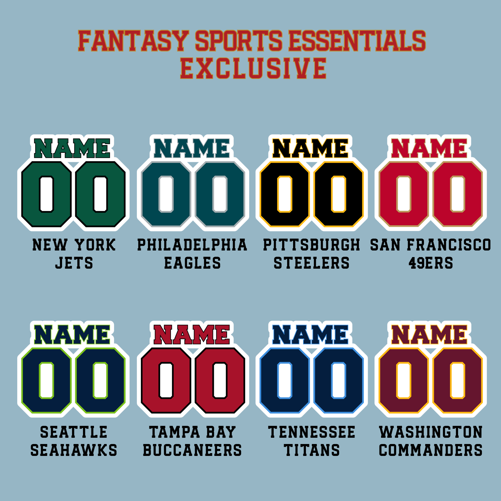 Fantasy Sports Essentials Exclusive Custom 2024 Pro Football Name and Number Matte Stickers Page 4