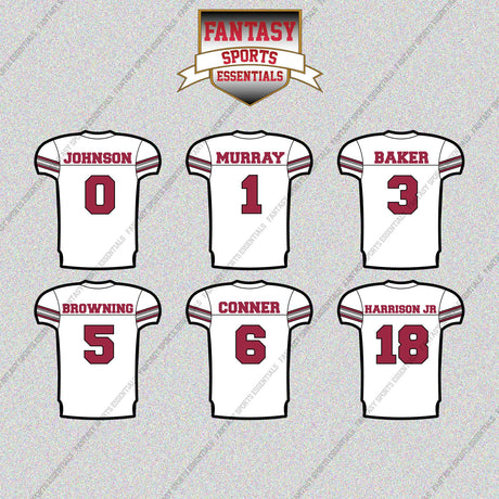 Arizona Cardinals 2025 Away Jersey Glossy Stickers (Choose Your Player) Page 1