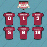 Arizona Cardinals 2025 Home Jersey Car Decals (Choose Your Player) Page 1