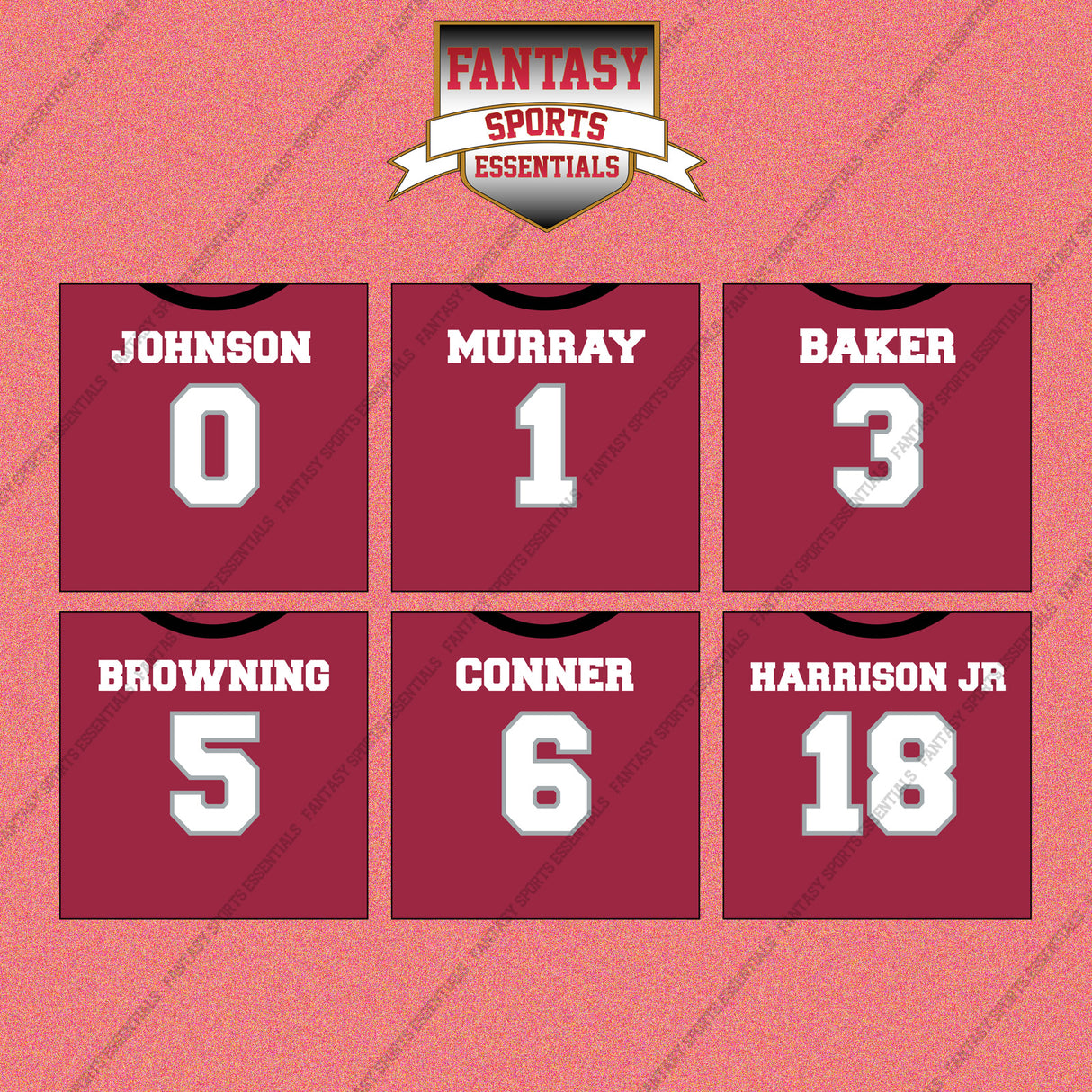 Arizona Cardinals 2025 Home Jersey Wall Art Prints (Choose Your Player) Page 1
