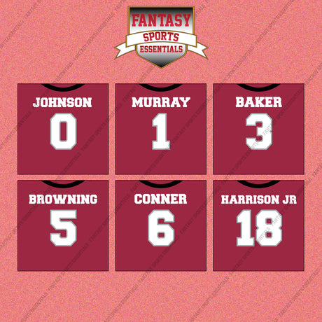 Arizona Cardinals 2025 Home Jersey Wall Art Prints (Choose Your Player) Page 1