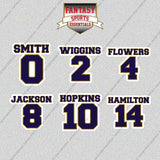 Baltimore Ravens 2025 Name and Number Glossy Stickers (Choose Your Player) Page 1