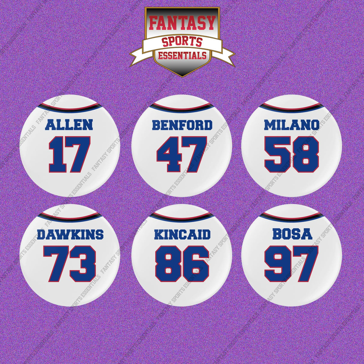 Buffalo Bills 2025 Away Jersey Button Pins (Choose Your Player) Page 2