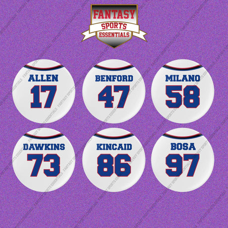 Buffalo Bills 2025 Away Jersey Button Pins (Choose Your Player) Page 2