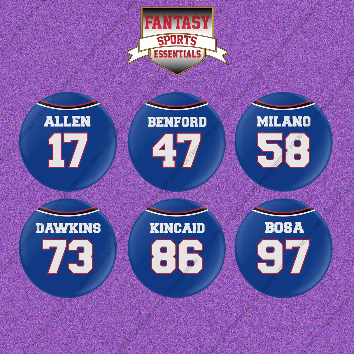 Buffalo Bills 2025 Home Jersey Button Pins (Choose Your Player) Page 2