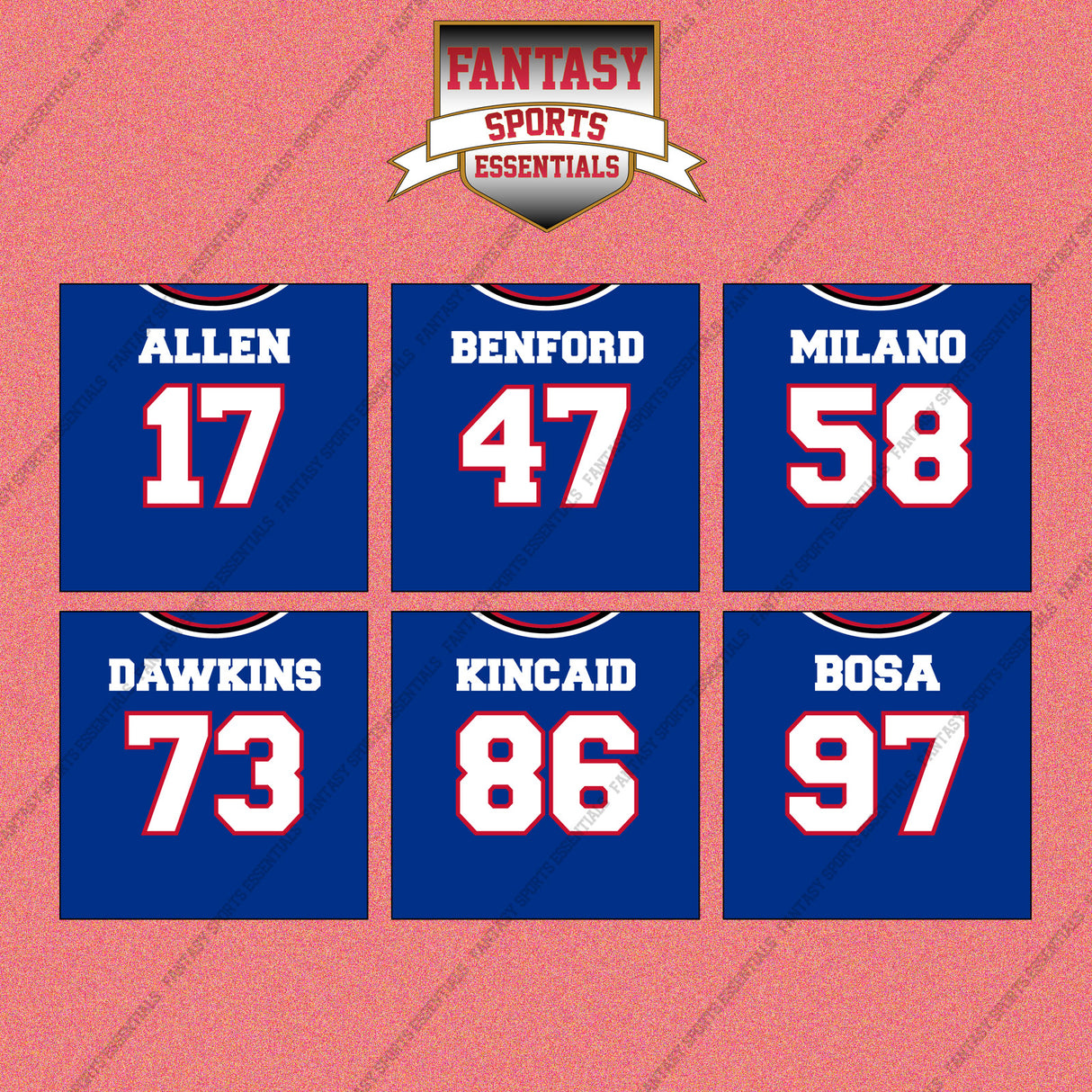 Buffalo Bills 2025 Home Jersey Wall Art Prints (Choose Your Player) Page 2