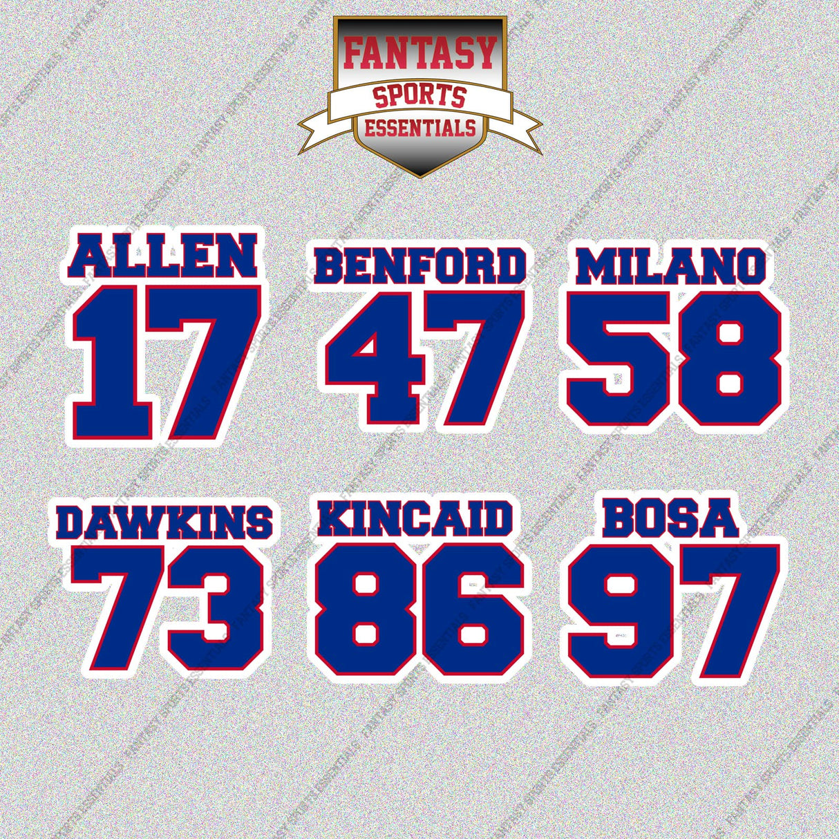 Buffalo Bills 2025 Name and Number Glossy Stickers (Choose Your Player) Page 2