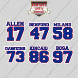 Buffalo Bills 2025 Name and Number Glossy Stickers (Choose Your Player) Page 2