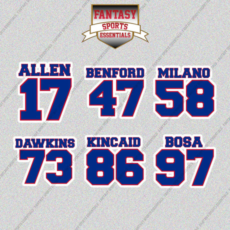 Buffalo Bills 2025 Name and Number Glossy Stickers (Choose Your Player) Page 2