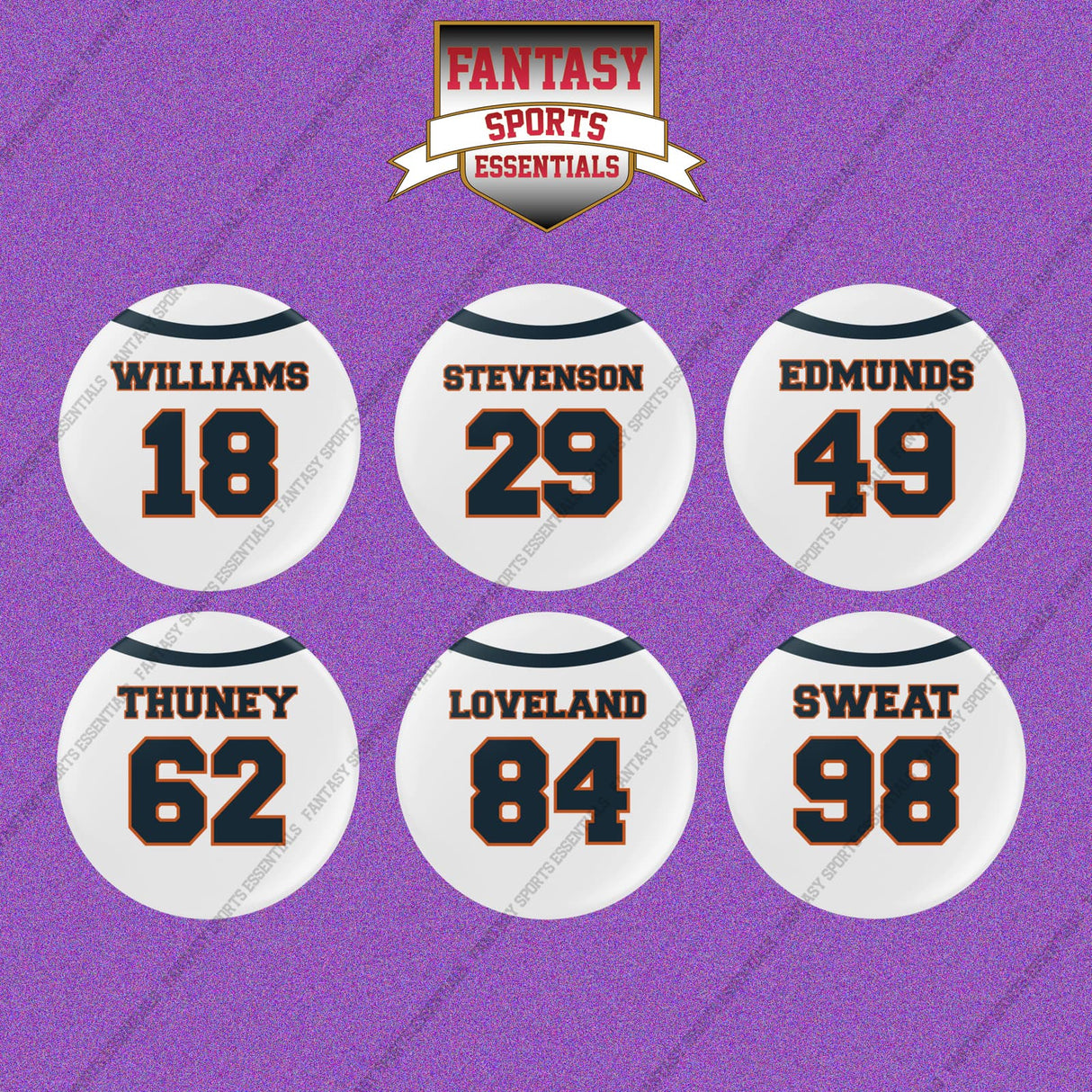 Chicago Bears 2025 Away Jersey Button Pins (Choose Your Player) Page 2