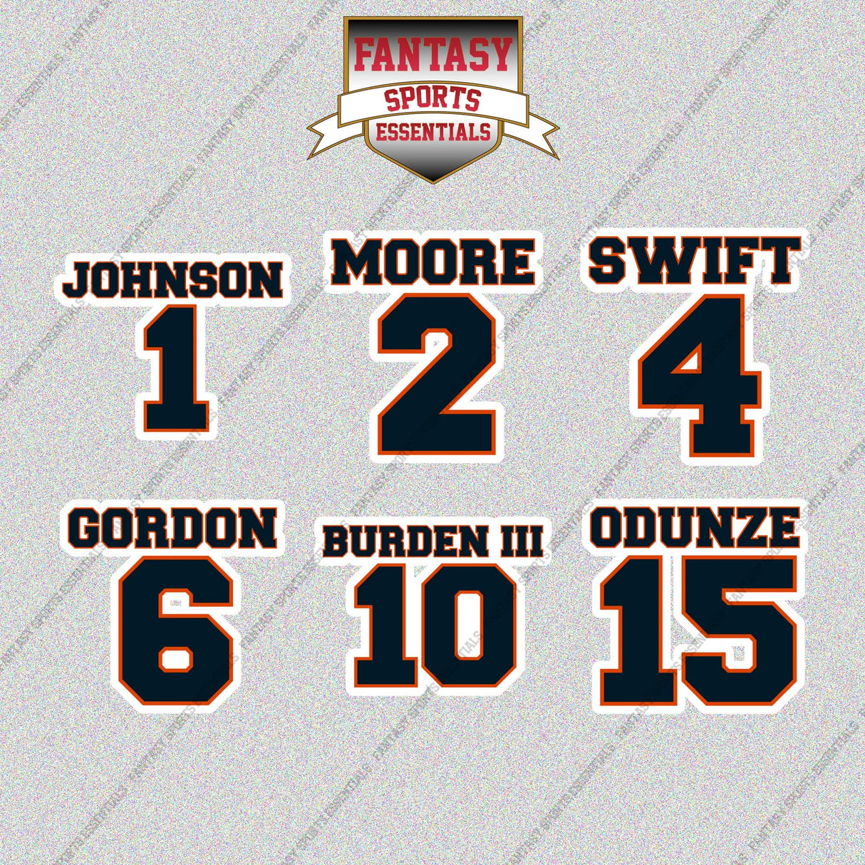 Chicago Bears 2025 Name and Number Glossy Stickers (Choose Your Player) Page 1