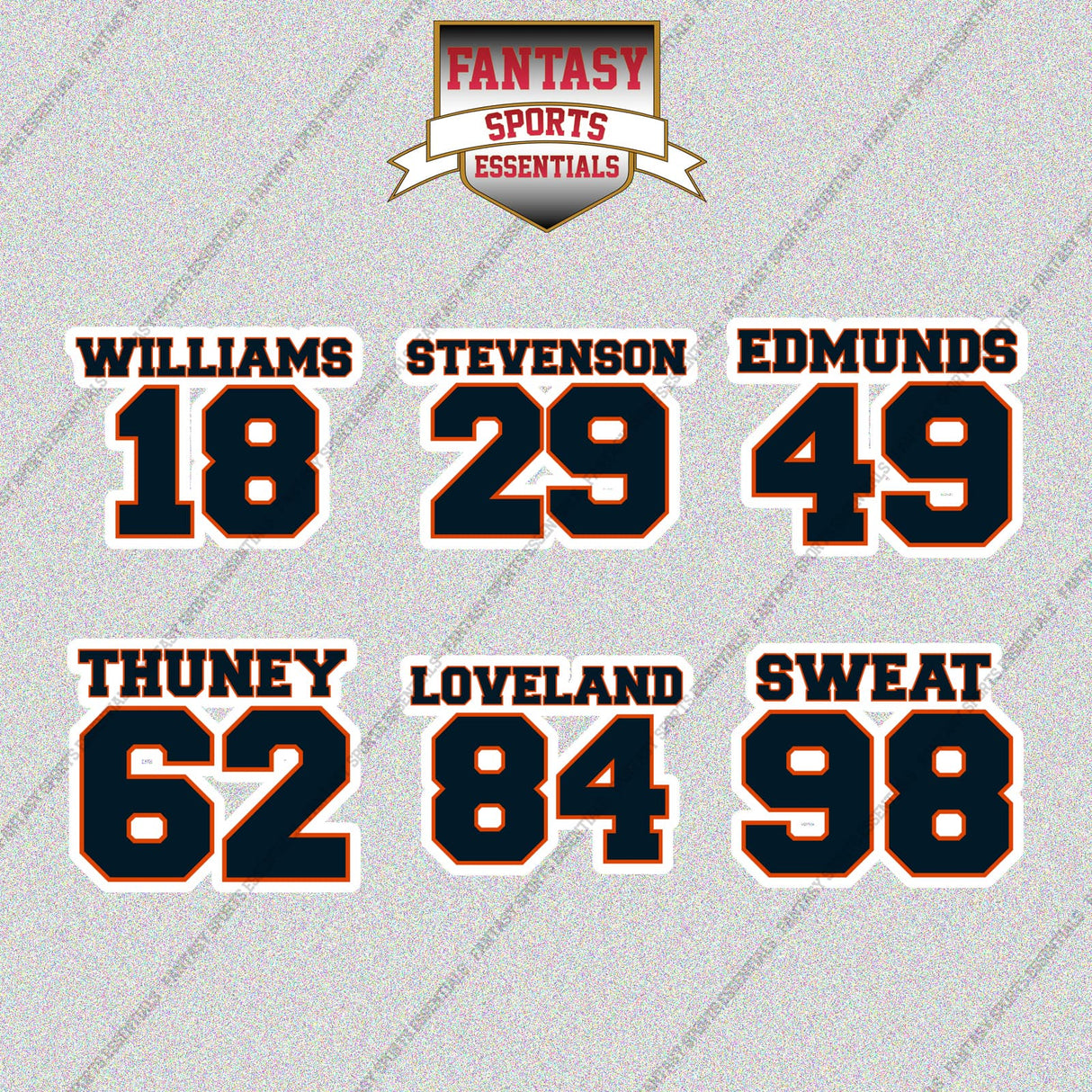 Chicago Bears 2025 Name and Number Glossy Stickers (Choose Your Player) Page 2