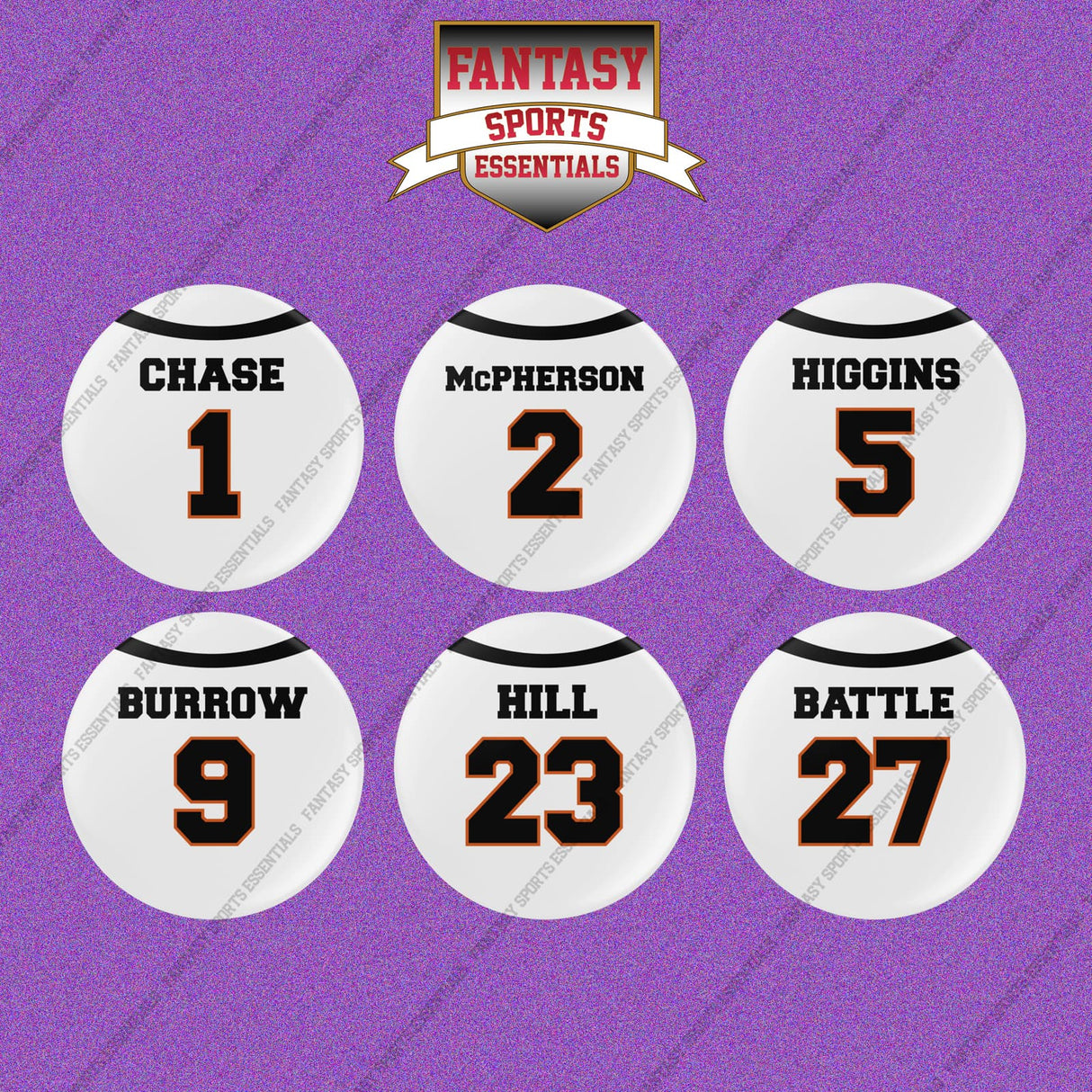 Cincinnati Bengals 2025 Away Jersey Button Pins (Choose Your Player) Page 1