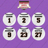 Cincinnati Bengals 2025 Away Jersey Button Pins (Choose Your Player) Page 1