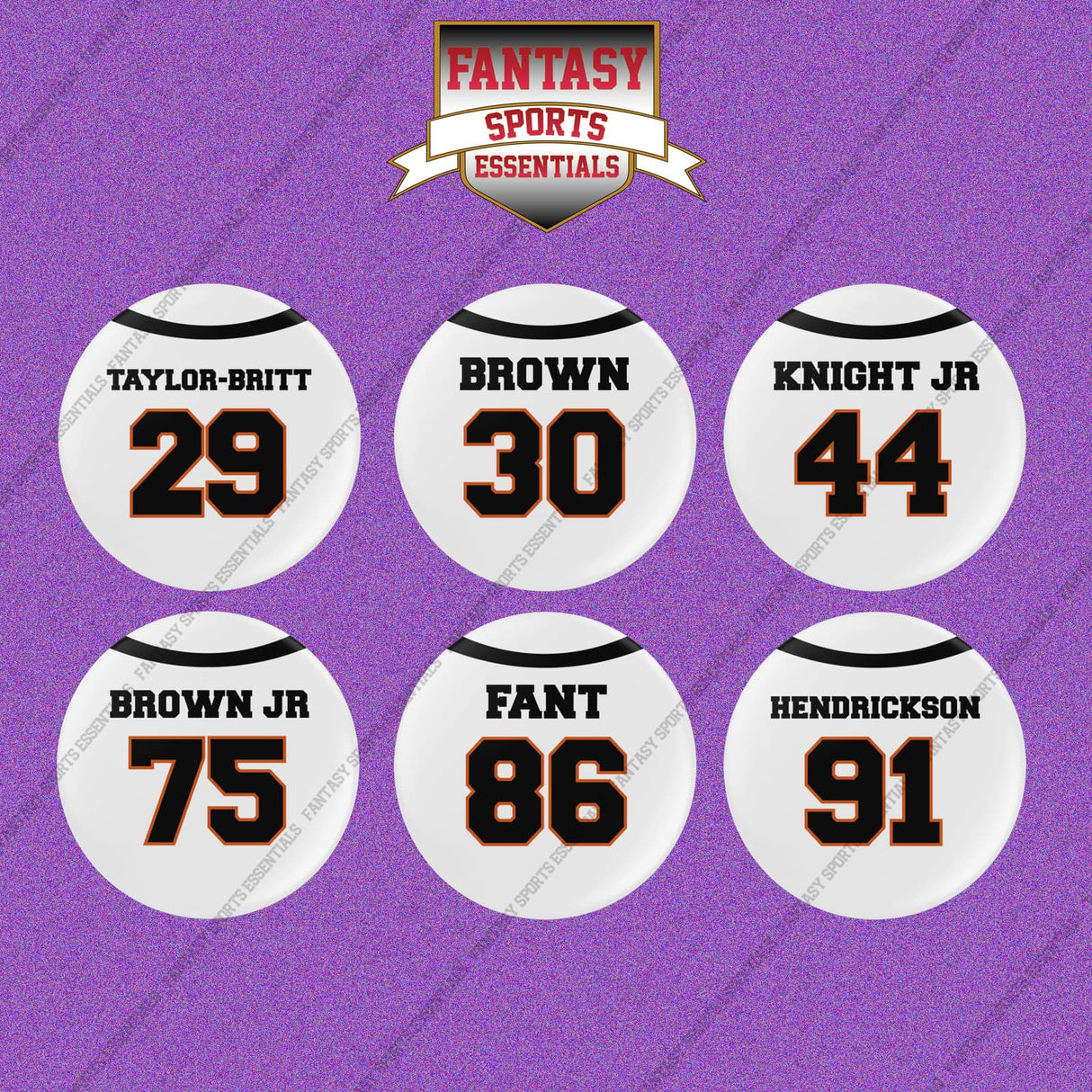 Cincinnati Bengals 2025 Away Jersey Button Pins (Choose Your Player) Page 2