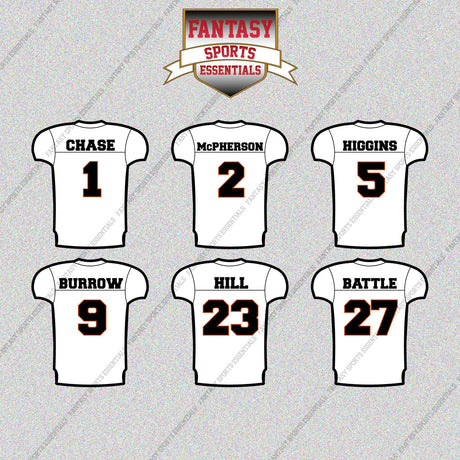 Cincinnati Bengals 2025 Away Jersey Glossy Stickers (Choose Your Player) Page 1