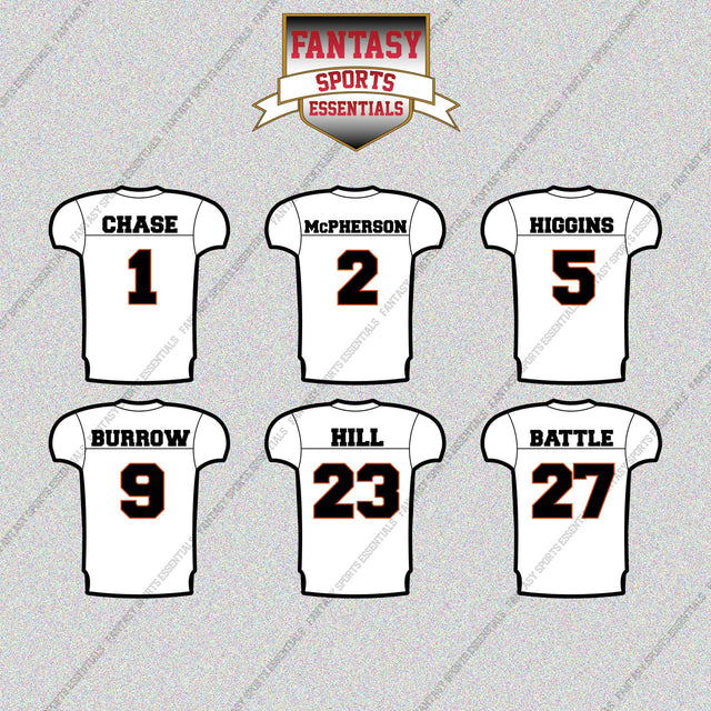 Cincinnati Bengals 2025 Away Jersey Glossy Stickers (Choose Your Player) Page 1