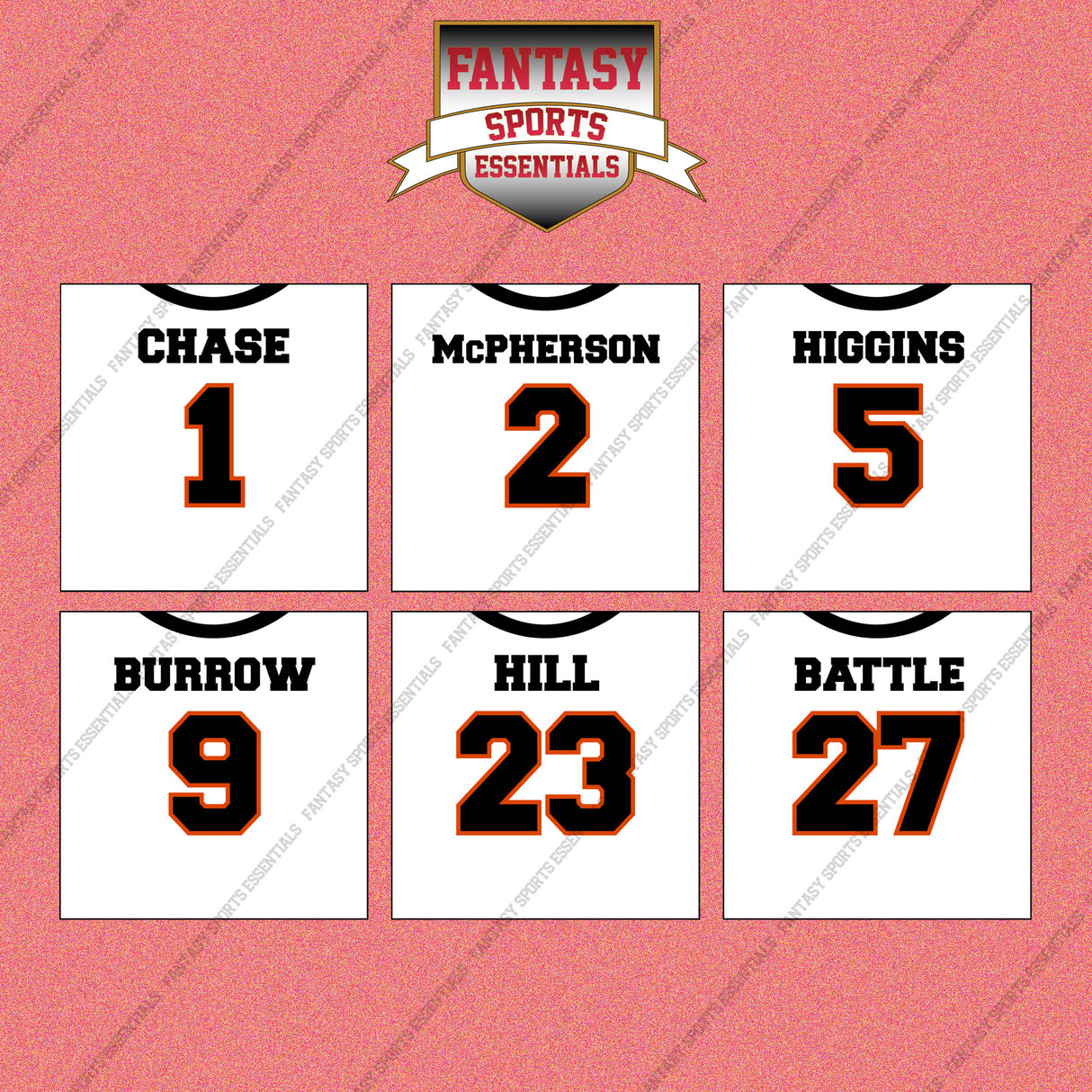 Cincinnati Bengals 2025 Away Jersey Wall Art Prints (Choose Your Player) Page 1