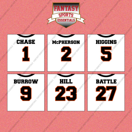 Cincinnati Bengals 2025 Away Jersey Wall Art Prints (Choose Your Player) Page 1