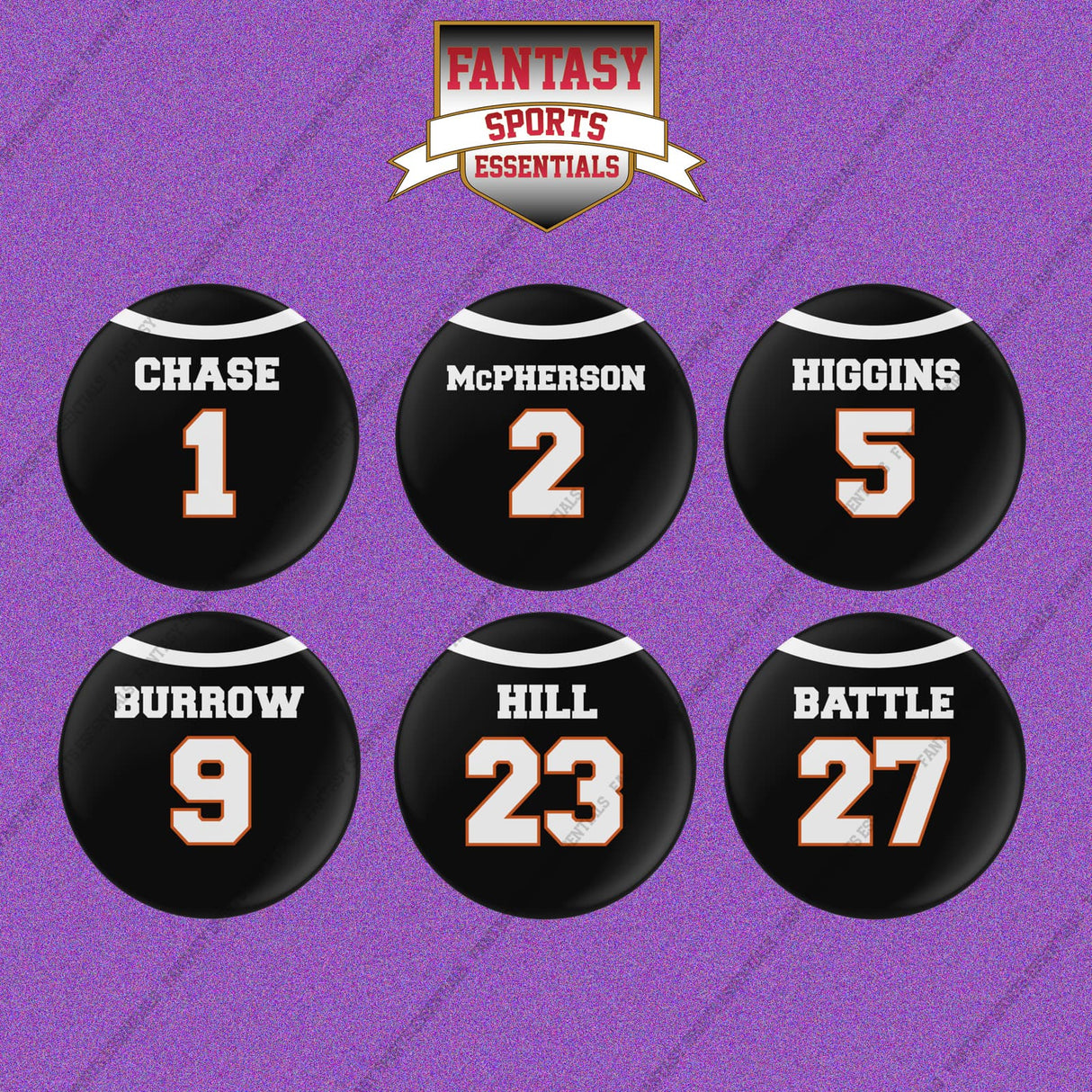 Cincinnati Bengals 2025 Home Jersey Button Pins (Choose Your Player) Page 1