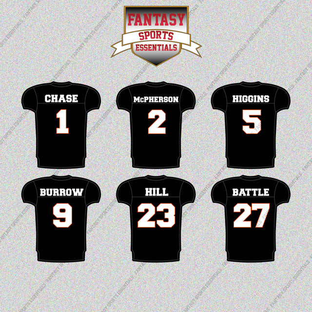 Cincinnati Bengals 2025 Home Jersey Glossy Stickers (Choose Your Player) Page 1