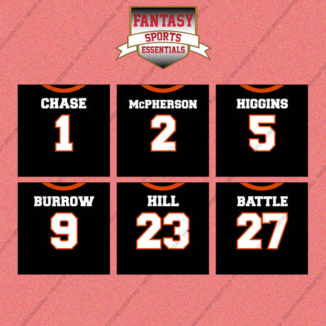 Cincinnati Bengals 2025 Home Jersey Wall Art Prints (Choose Your Player) Page 1