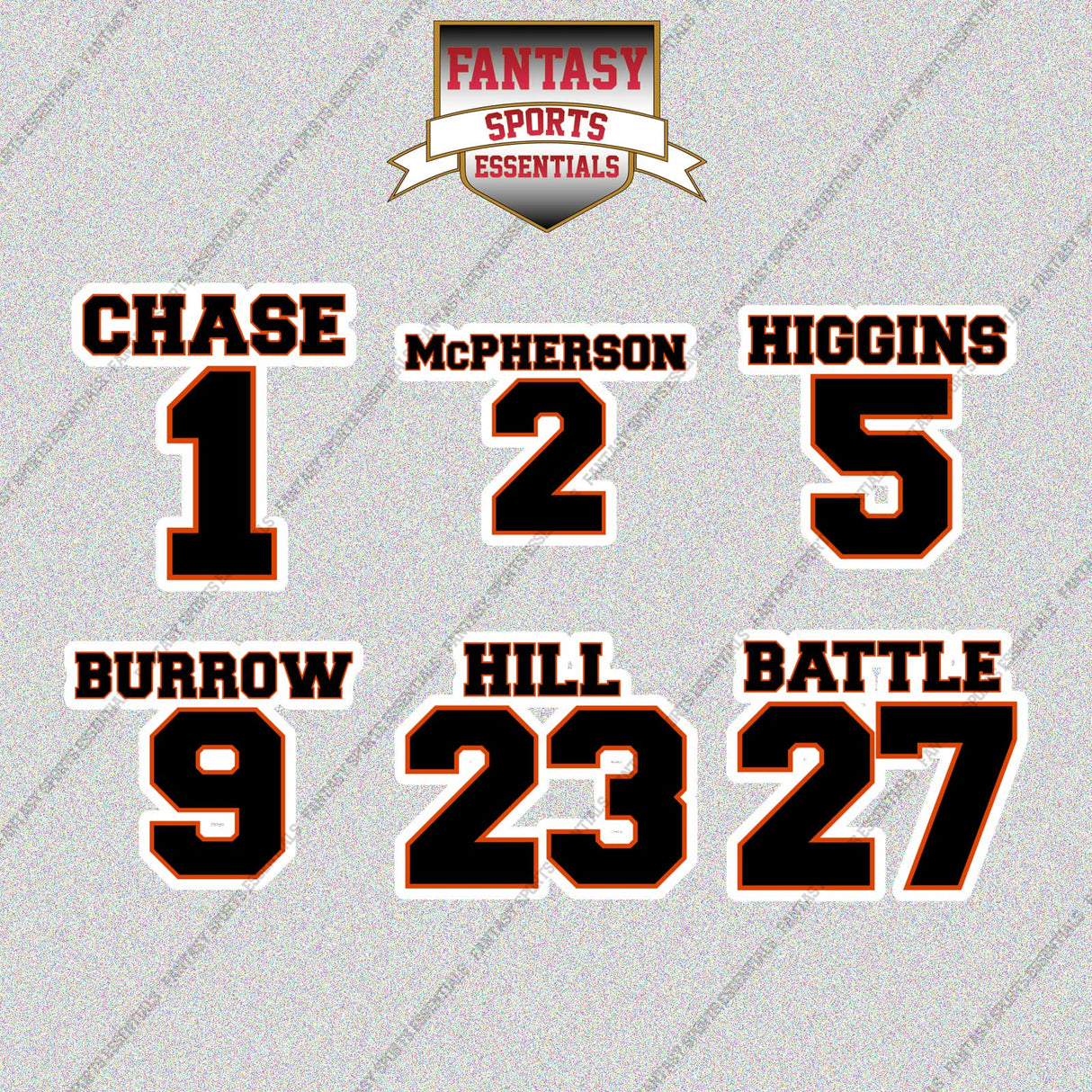 Cincinnati Bengals 2025 Name and Number Glossy Stickers (Choose Your Player) Page 1