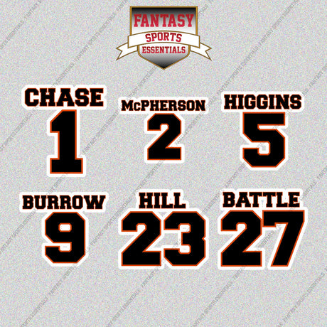 Cincinnati Bengals 2025 Name and Number Glossy Stickers (Choose Your Player) Page 1