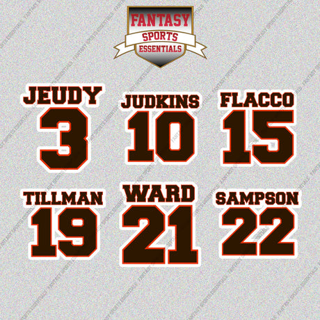 Cleveland Browns 2025 Name and Number Glossy Stickers (Choose Your Player) Page 1