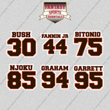Cleveland Browns 2025 Name and Number Glossy Stickers (Choose Your Player) Page 2