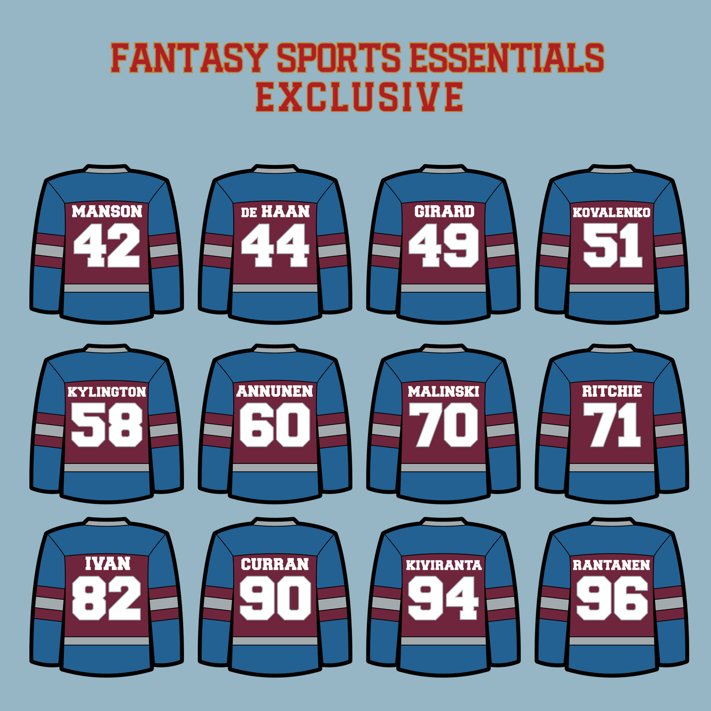 Colorado Avalanche 2024 Home Jersey Matte Stickers