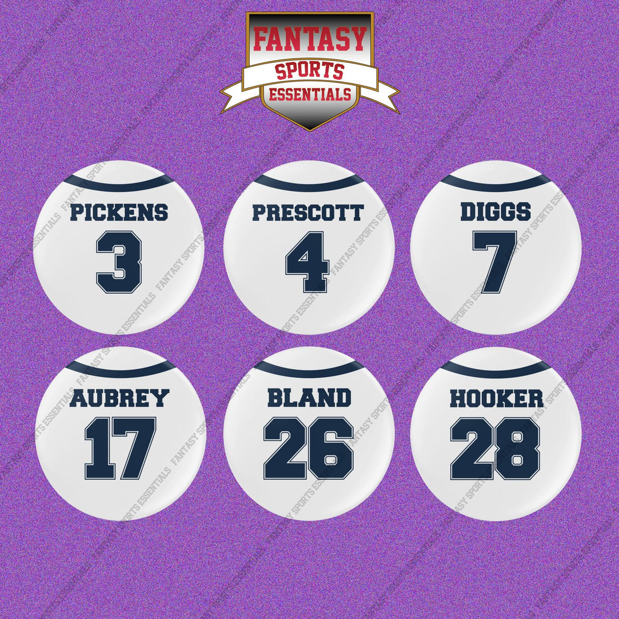Dallas Cowboys 2025 Away Jersey Button Pins (Choose Your Player) Page 1