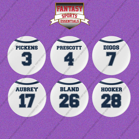 Dallas Cowboys 2025 Away Jersey Button Pins (Choose Your Player) Page 1