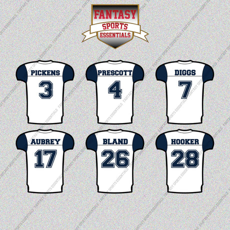 Dallas Cowboys 2025 Away Jersey Glossy Stickers (Choose Your Player) Page 1