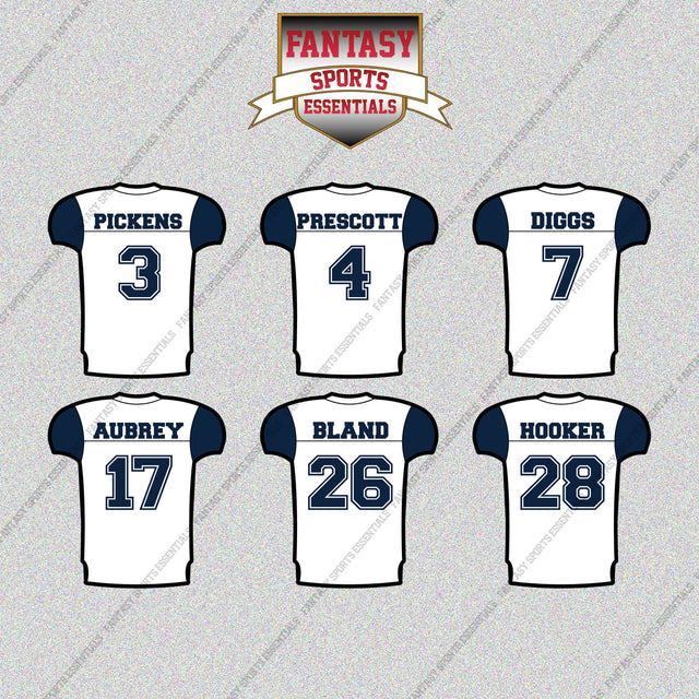 Dallas Cowboys 2025 Away Jersey Glossy Stickers (Choose Your Player) Page 1