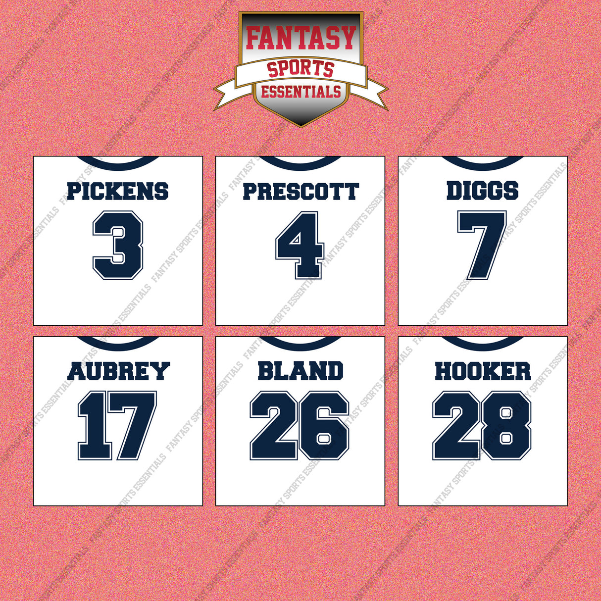 Dallas Cowboys 2025 Away Jersey Wall Art Prints (Choose Your Player) Page 1