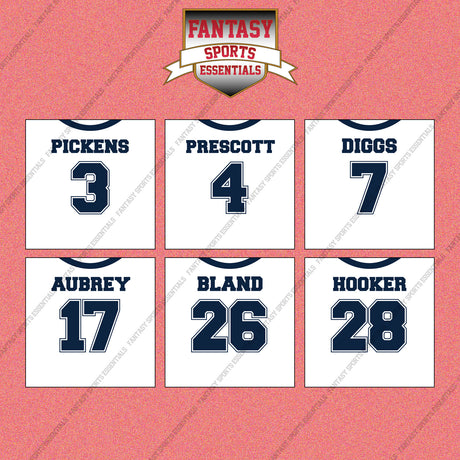 Dallas Cowboys 2025 Away Jersey Wall Art Prints (Choose Your Player) Page 1
